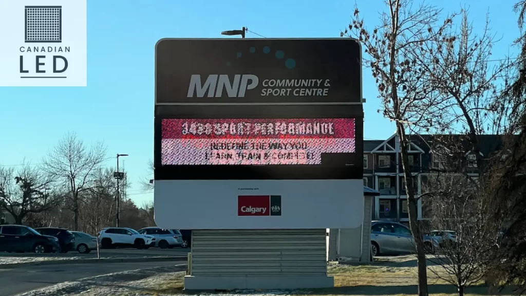 LED display signage at MNP Community & Sport Centre in Calgary installed by Canadian LED.