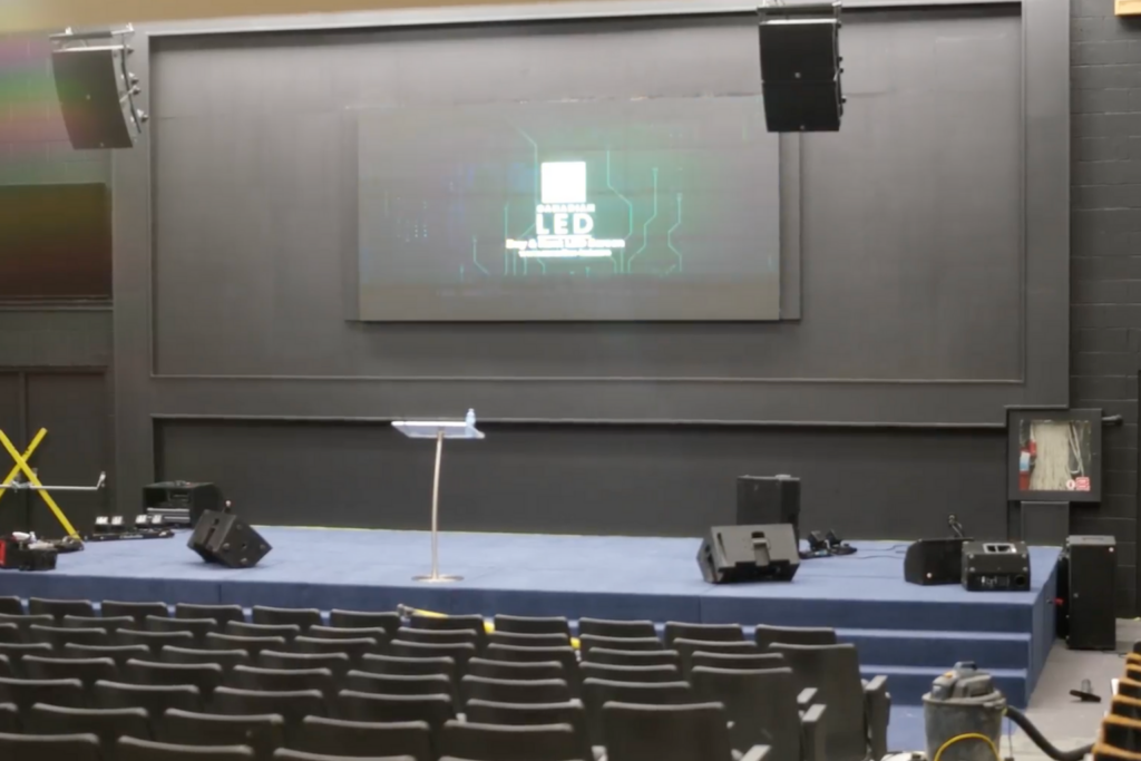 Church sanctuary with new LED display
